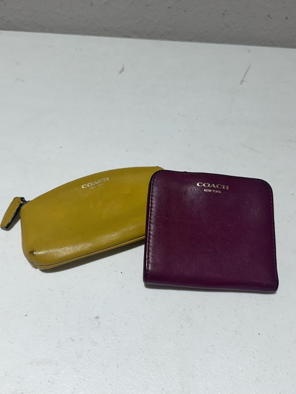 Coach leather billfold snap wallet and coin purse